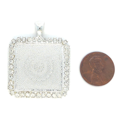 Rhinestone Square Wedding Bouquet Photo Pendant