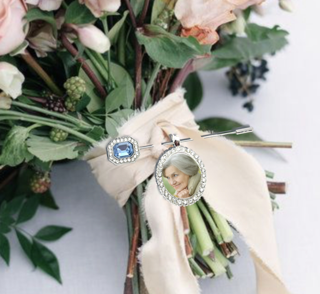 Picture charm and Brooch Loss of Loved One Photo Something Blue - Perfect Pendants Plus