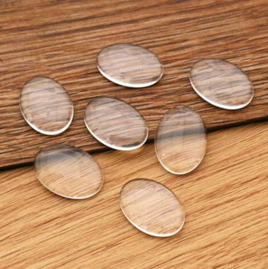 13x18mm Small Oval Glass Cabochons Clear Domed Covers - Perfect Pendants Plus