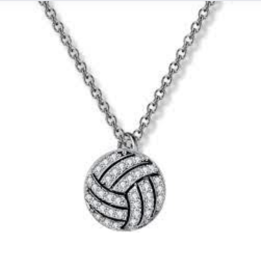 volleyball-charm-necklace-rhinestone-silver 