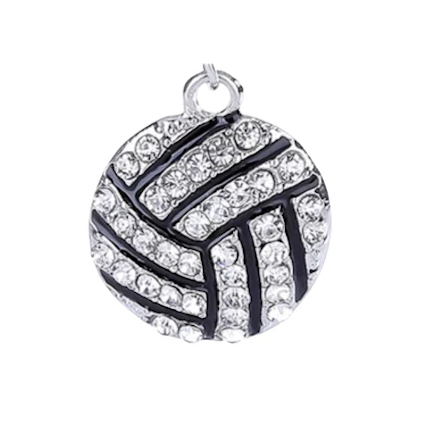 volleyball-rhinestone-charm-round-cute