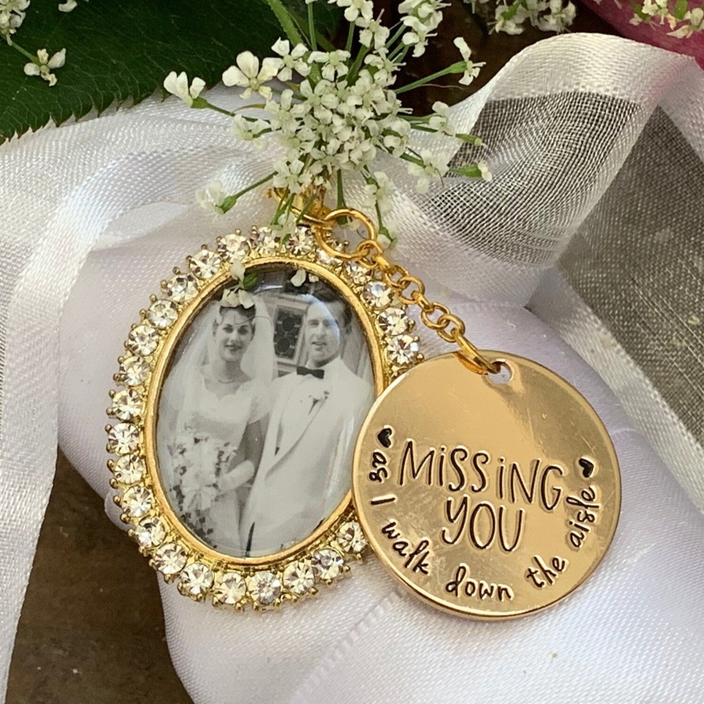 Wedding Bouquet Charms for Memorial Photos to Walk Down the Aisle - Perfect Pendants Plus