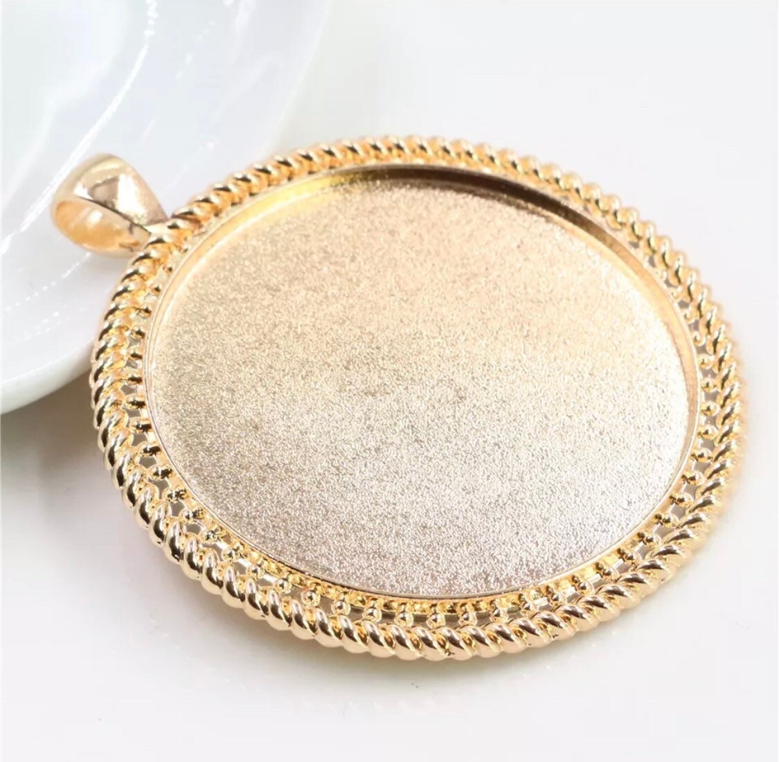 40mm Round Decorative Blank Pendant Base Ornament - Perfect Pendants Plus