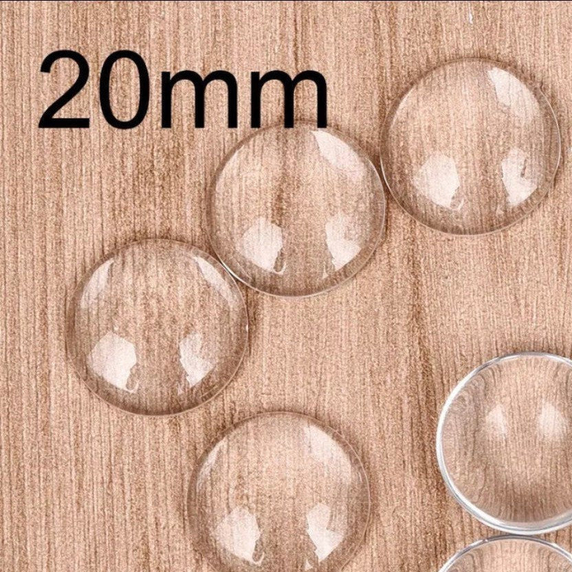 20mm Round Glass Clear Cabochons - Perfect Pendants Plus