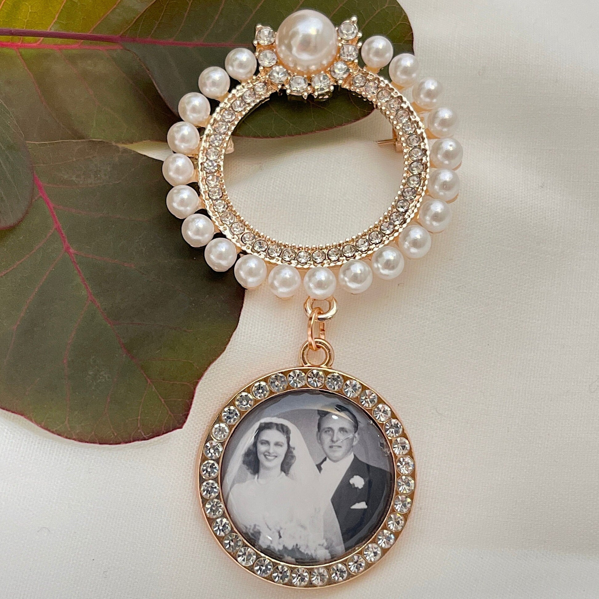 Pearl Wedding Memory Charms and Brooch for Bouquet - Perfect Pendants Plus