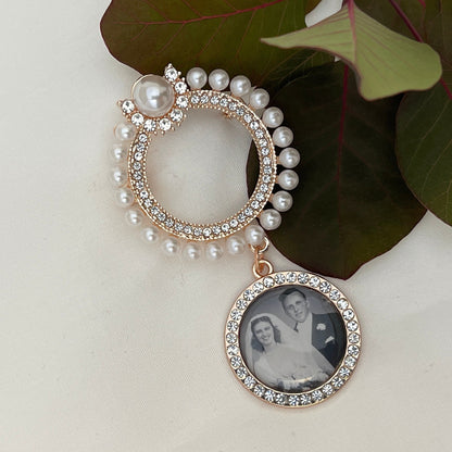 Pearl Wedding Memory Charms and Brooch for Bouquet - Perfect Pendants Plus