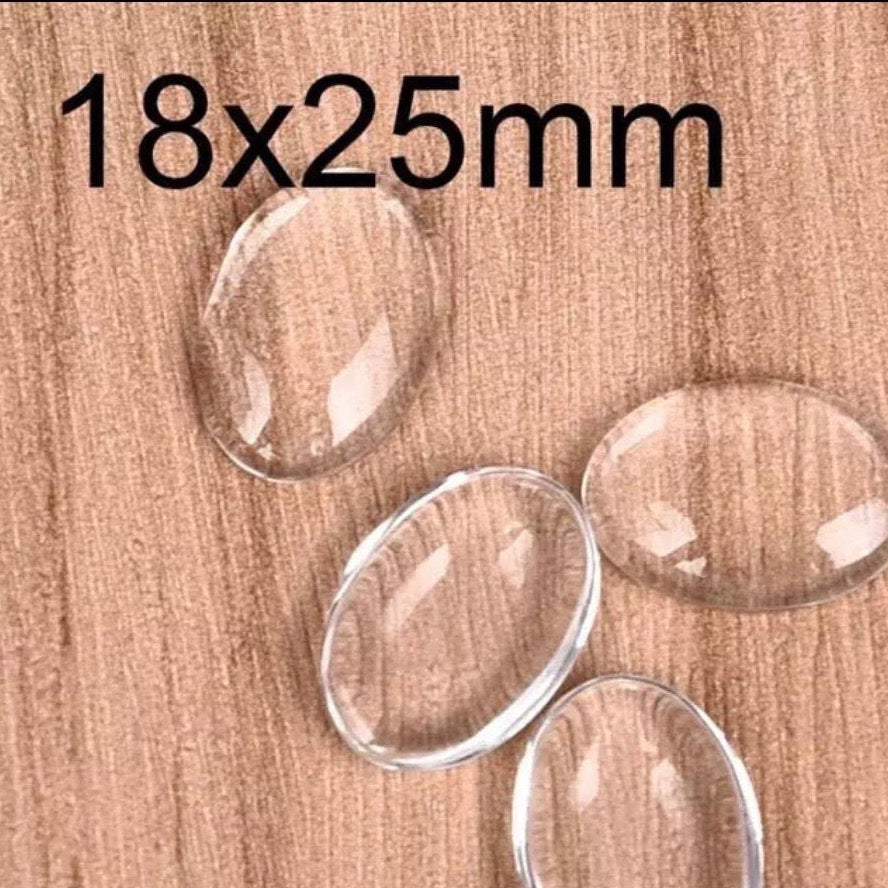 18x25mm Oval Glass Cabochons Clear Domed Covers - Perfect Pendants Plus