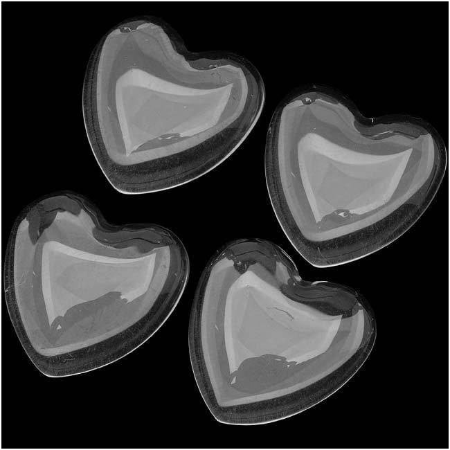 25mm Heart Shaped Clear Glass - 1 inch - Perfect Pendants Plus