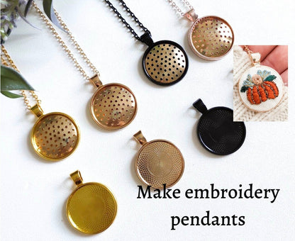 Embroidery inserts for jewelry making round - Perfect Pendants Plus