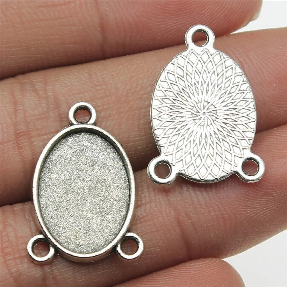 18x25mm Oval Connector Bezels for Rosaries, Pendant Trays - Perfect Pendants Plus